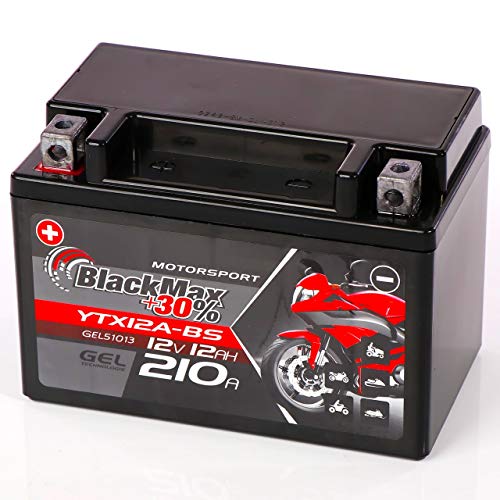 Motorrad-Batterie BlackMax YTX12A-BS Motorradbatterie GEL 12V