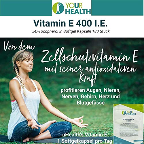 Vitamin E YOUR HEALTH uHealth 400 I.E., 180 Softgel Kapseln