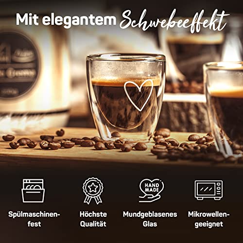 Espresso-Tassen ElbFuchs ® Espressotassen Set HERZ [4x 80ml]
