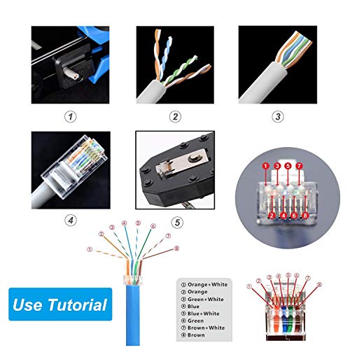 RJ45-Stecker WJUAN 20 Stück Cat5 RJ45 Stecker