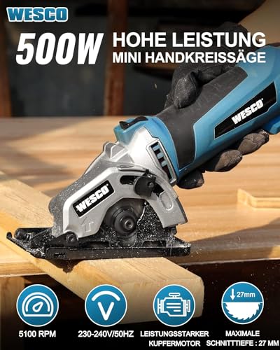 Mini-Handkreissäge WESCO Mini Handkreissäge, 500W Kreissäge