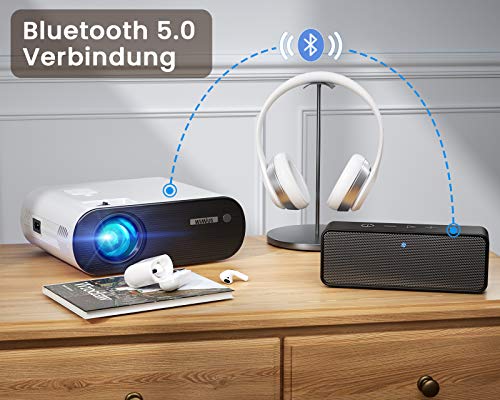 Heimkino-Beamer WiMiUS Mini Beamer, WiFi Bluetooth LED