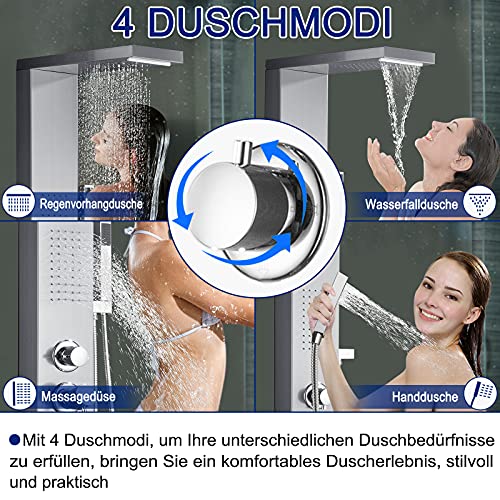 Duschpaneel UISEBRT Regendusche – 4 IN 1 Regendusch System Duschset