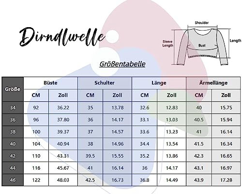 Dirndlbluse Dirndlwelle Edles Damen Weiß Spitze 3/4 Ärmel