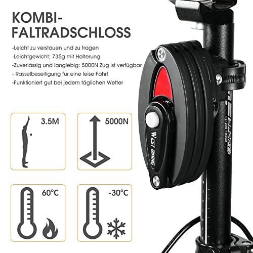 Fahrrad-Zahlenschloss XIQI Fahrradschloss Faltschloss Zahlenschloss