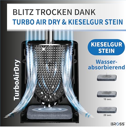 Klobürste BROSS ® Silikon – Patentierte Toilettenbürste – Schwarz