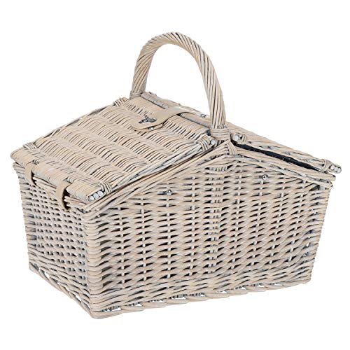 Picknickkorb 4 Personen anndora Weidenkorb Henkelkorb beige