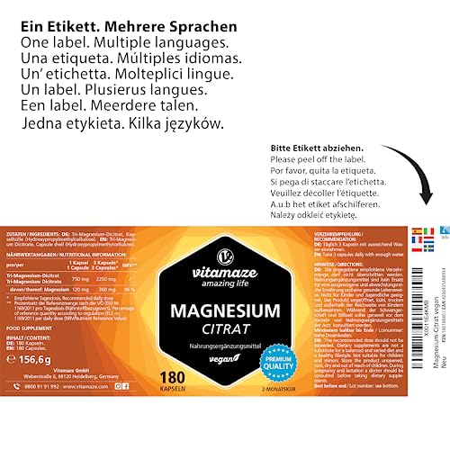 Magnesiumcitrat Vitamaze – amazing life Magnesium-Citrat Kapseln