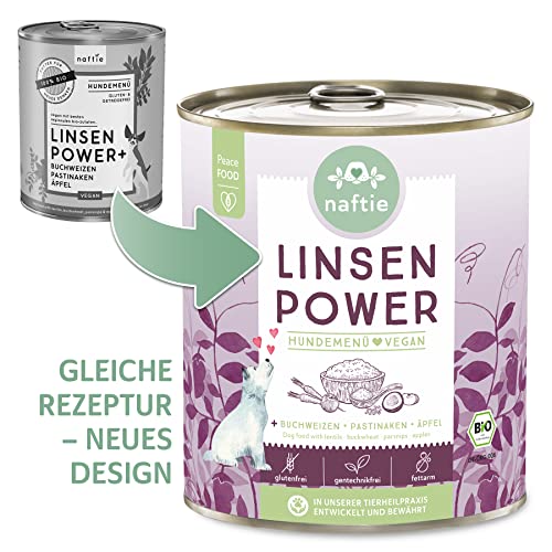 Veganes Hundefutter naftie Bio Linsen Power, Nassfutter Menü