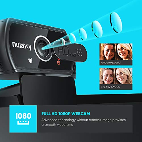 Webcam Nulaxy C900 mit Mikrofon, FHD 1080P mit Abdeckung