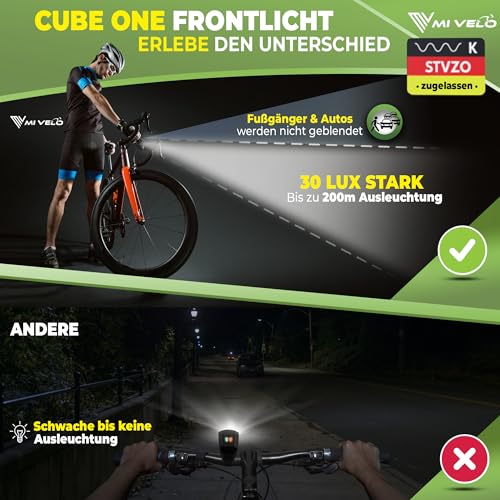 Fahrradlicht MIVELO Cube ONE Set StVZO zugelassen Fahrradbeleuchtung