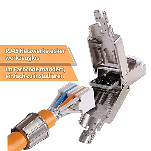 RJ45-Stecker PETECHTOOL Netzwerkstecker RJ45 CAT7 CAT6A