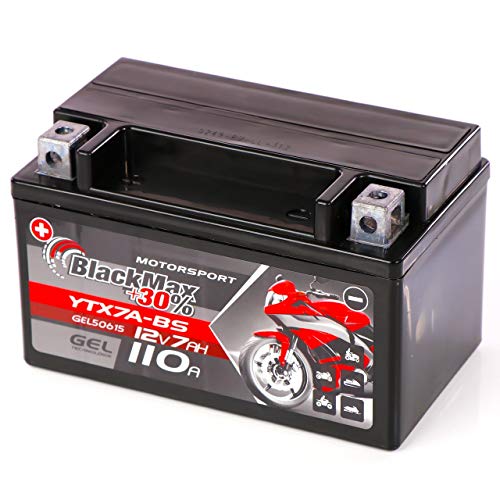 Motorrad-Batterie BlackMax YTX7A-BS Motorradbatterie GEL 12V
