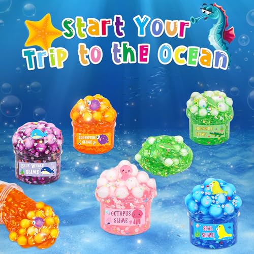 Schleim-Set Eutionho 5 Stück Crystal Slime Kit, Ocean Clear Slime