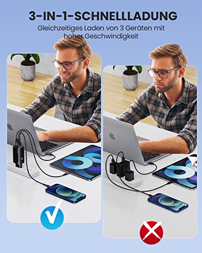 USB-Schnellladegerät Pluggify ???????????? USB C Ladegerät 3-Port