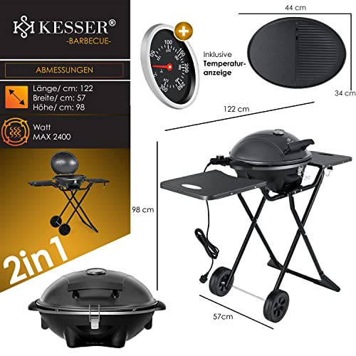 Standgrill KESSER ® elektrischer Elektrogrill 2in1 Tischgrill