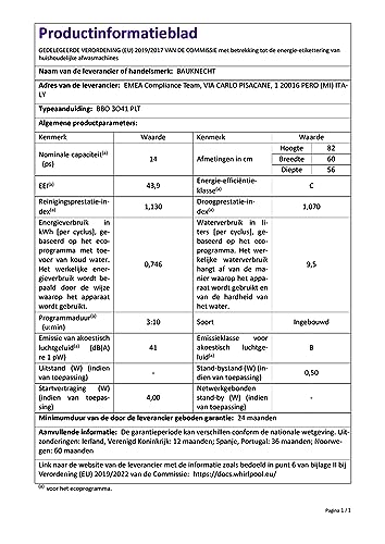 Geschirrspüler A+++ Bauknecht BBO 3O41 PLT Integrierbarer