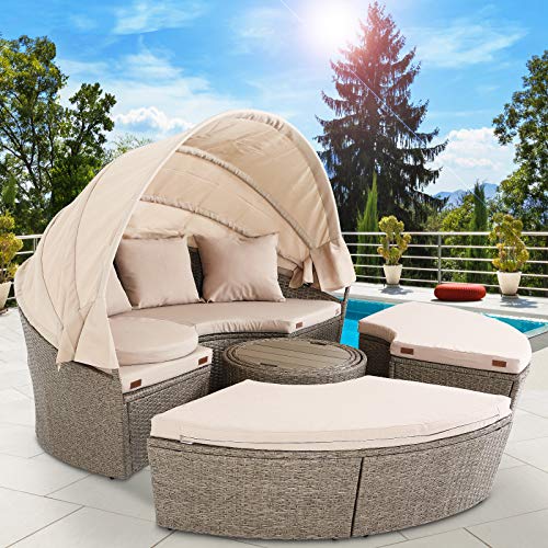 Sonneninsel Casaria ® Outdoor XXL ø185cm Polyrattan faltbar