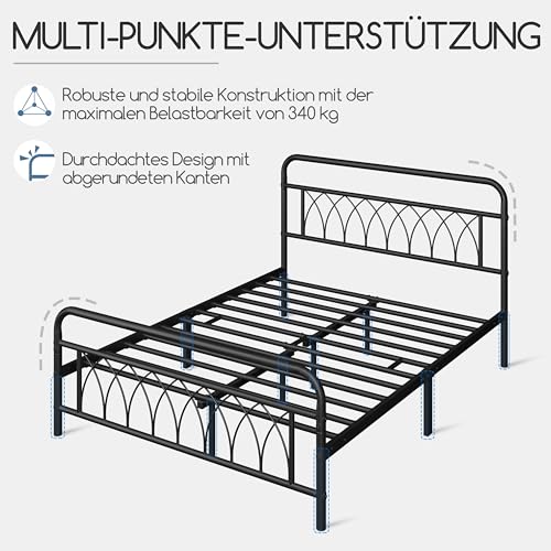 Bett 140×200 Yaheetech Vintage Bettrahmen mit Lattenrost