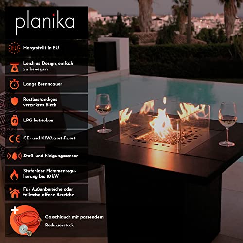 Gas-Feuerstelle Planika Square Table, Feuertisch Gas, Feuerstelle