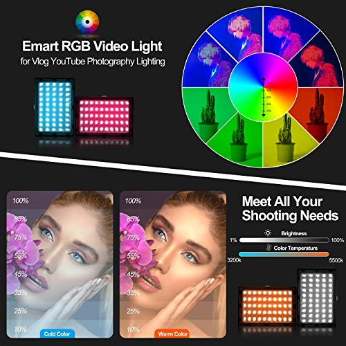 Streaming-Licht EMART 2-Pack Video Licht RGB, dimmbar 5500K