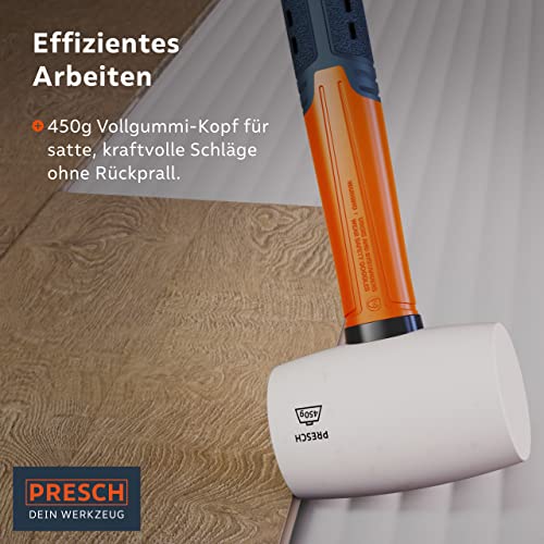 Gummihammer PRESCH Weiß 450g, hart, Fiberglasstiel, ⌀55mm