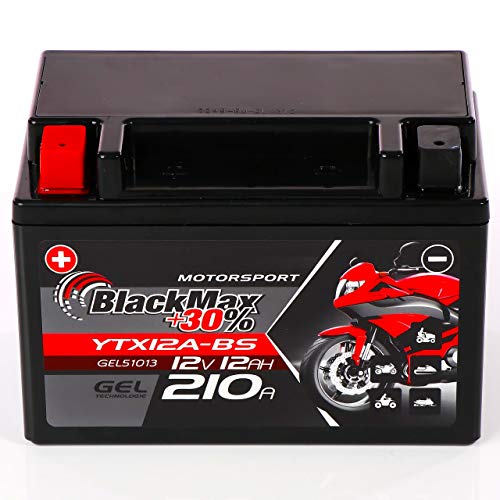Motorrad-Batterie BlackMax YTX12A-BS Motorradbatterie GEL 12V