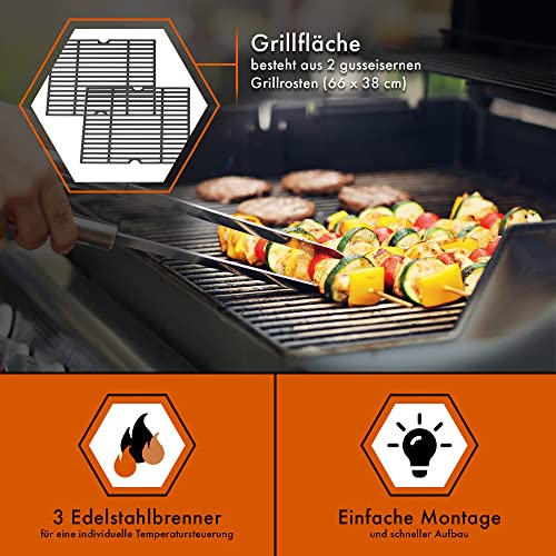 Camping-Gasgrill ProfiCook ® 3 Brenner + 1 Seitenbrenner