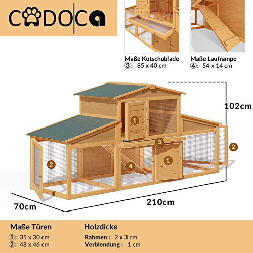 Kaninchenstall Cadoca ® 2stöckig 210x70x102cm Vollholz Garten