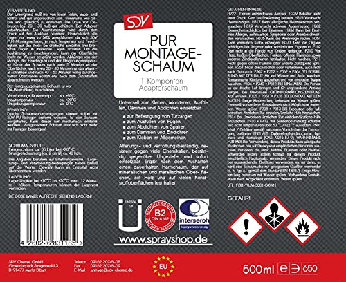 Bauschaum SDV Chemie Montageschaum B2 1x 500ml Füllschaum