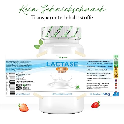 Laktase-Tabletten Vit4ever Laktase 7.000, 180 Tabletten