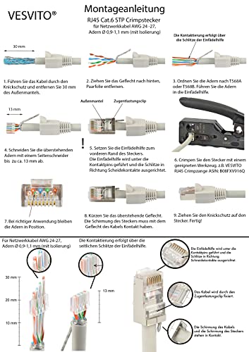 RJ45-Stecker VESVITO 20er Pack RJ45 CAT 6 STP Crimpstecker