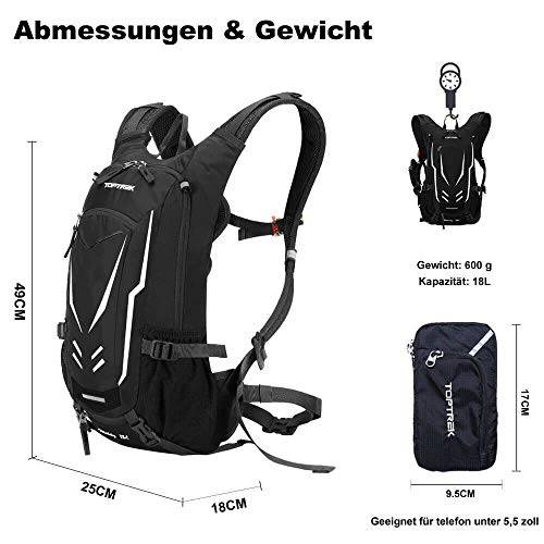 Motorradrucksack toptrek Fahrradrucksack 18L Ultraleicht Fahrrad