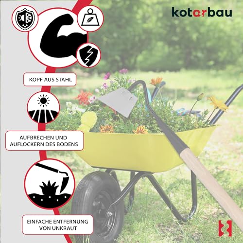 Gartenhacke KOTARBAU ® aus Metall 120 mm mit Holzstiel 95 cm