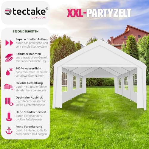 Zeltgarage tectake ® Pavillon, Partyzelt 4×6 m, 100% wasserdicht