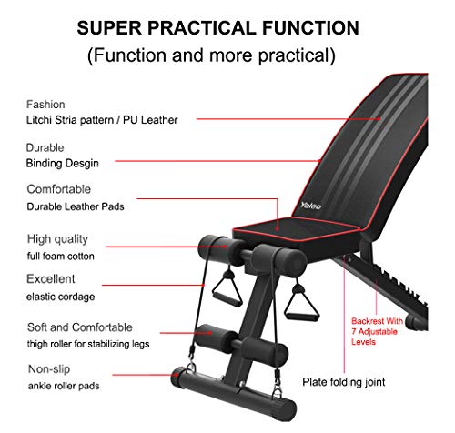 Trainingsbank YOLEO klappbare Hantelbank, Multifunktion