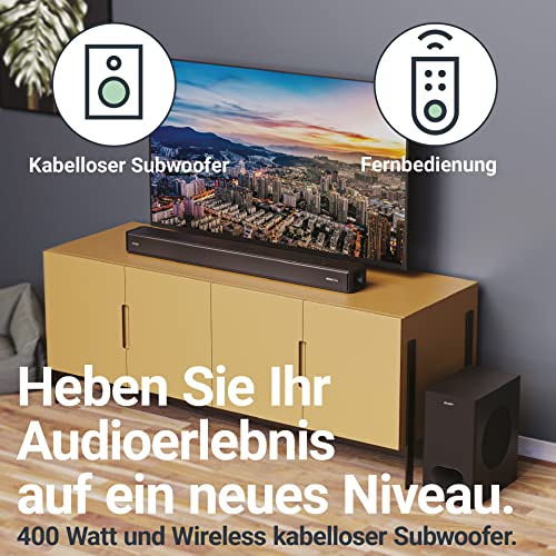 High-End-Soundbar MAJORITY Dolby Atmos 2.1.2 Soundbar mit Subwoofer