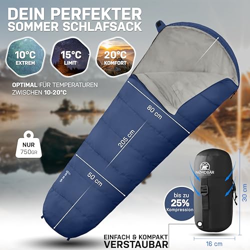 Ultraleicht-Schlafsack NORDBÄR ® Schlafsack 3 Jahreszeiten & Sommer