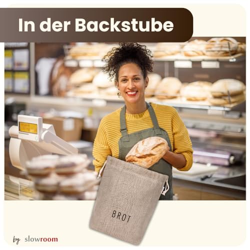 Brotbeutel slowroom 30 x 34 cm und Brotkorb 2 in 1 – Brotkorb Stoff