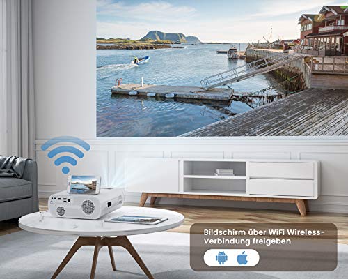 Heimkino-Beamer WiMiUS Mini Beamer, WiFi Bluetooth LED