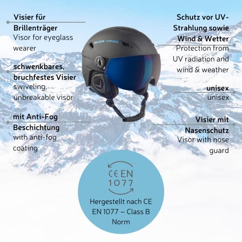 Skihelm mit Visier Black Crevice Erwachsene Skihelm Silvretta