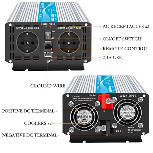 Wechselrichter 2.000 W CARRYBATT 2000W KFZ Spannungswandler