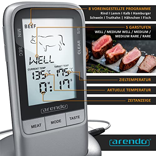 Grillthermometer (Funk) Arendo – Grillthermometer digital Funk