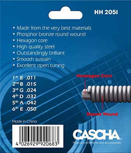 Gitarrensaiten CASCHA Premium Gitarren-Saiten-Set I Stahl-Saiten