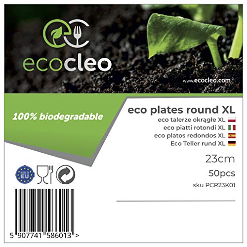 Pappteller Ecocleo ® Eco Einweg, Rund 23 cm, Teller aus Karton