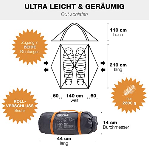 2-Personen-Zelt KeenFlex 1-2 Personen Camping, doppelwandig