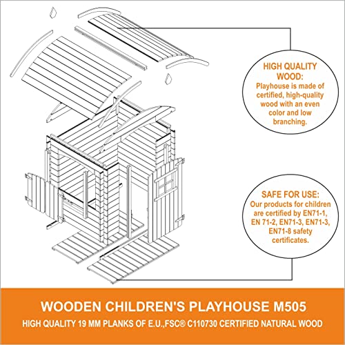 Spielhaus TIMBELA Kinder aus Holz MIT BÖDEN im Freien