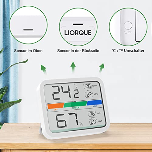 Min-Max-Thermometer LIORQUE Digitales Thermometer Innen