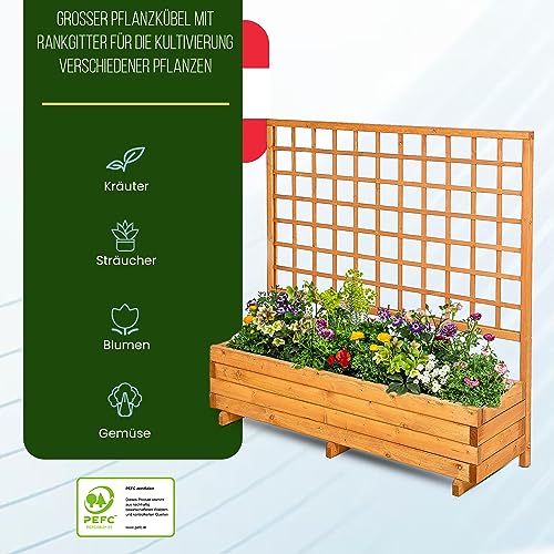 Blumenkasten mit Rankgitter GASPO, Pflanzkübel aus Holz