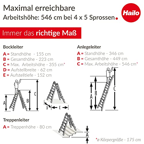 Teleskopleiter Hailo M80 Alu-Multifunktionsleiter, Schiebeleiter